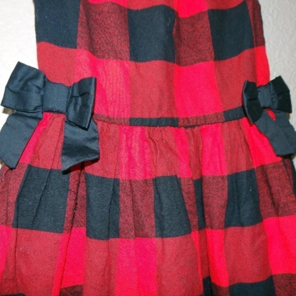 CARTER’S Buffalo Plaid Sleeveless Dress with Bows